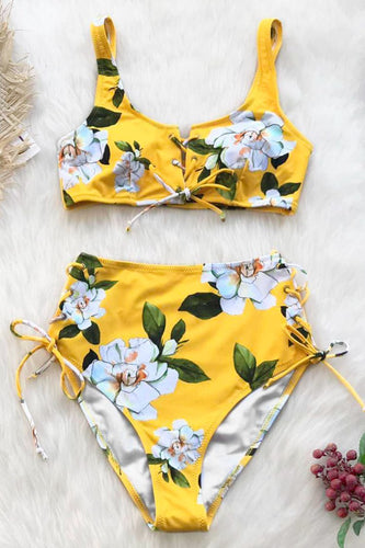 celadon green and floral bikini