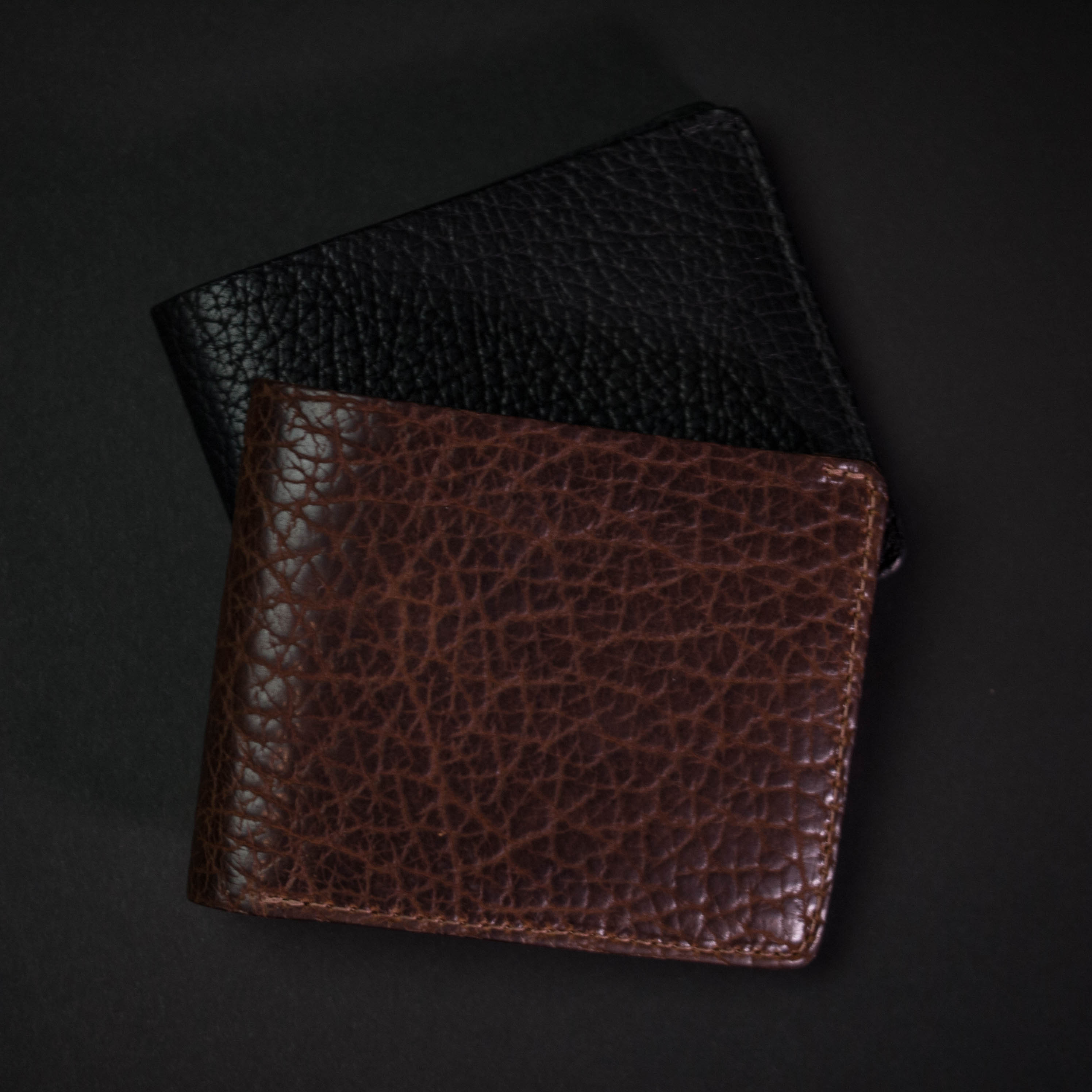 BLACK BISON LEATHER BILLFOLD WALLET