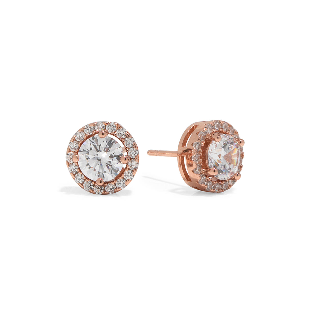 Rose Gold Victoria Diamond Simulant Earrings - Luciana Rose Jewelry
