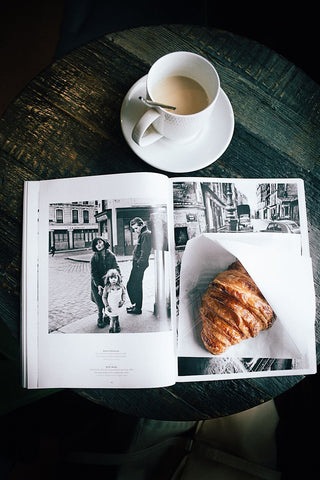 Cup of coffee and croissant