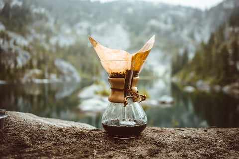 Picture of a chemex brewer outside