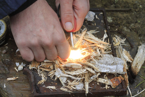 lighting a fire with a fire steel