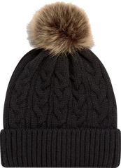 Jacquard Cable Knit Faux Fur Toque