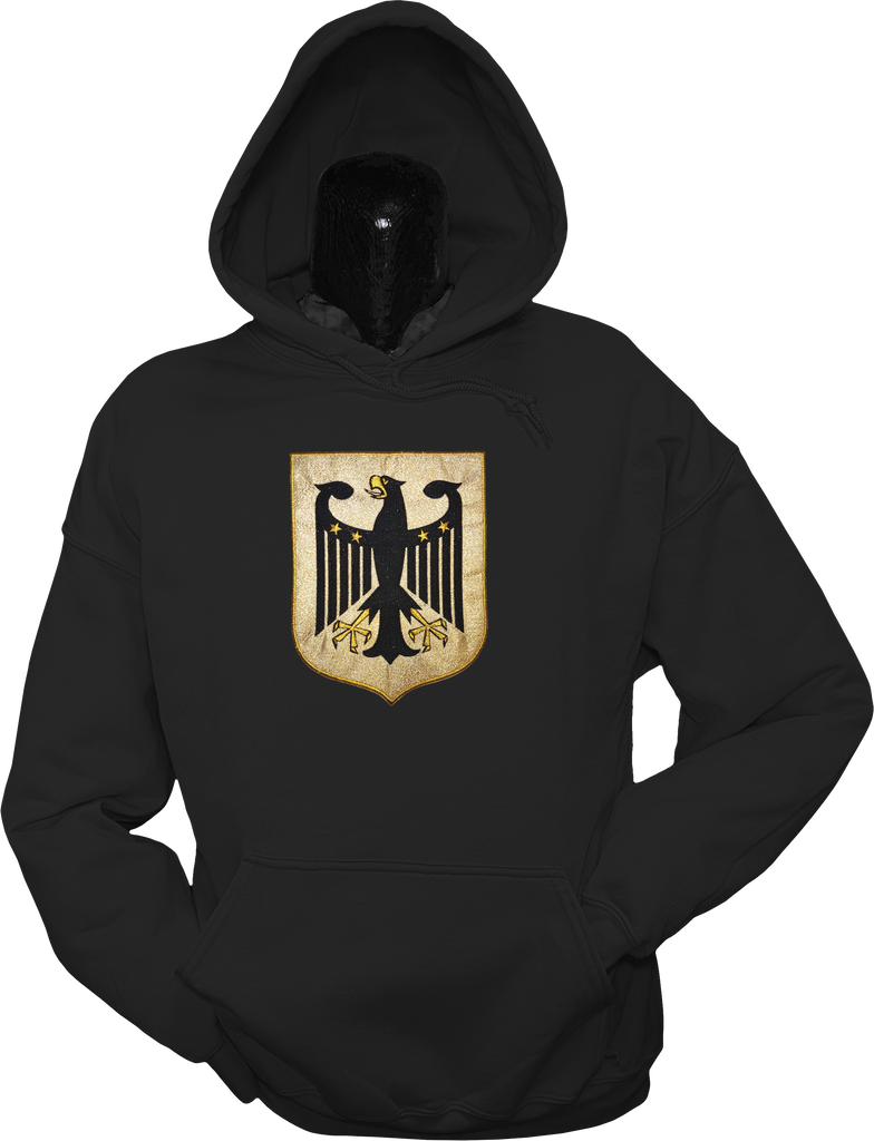 black and metallic gold hoodie