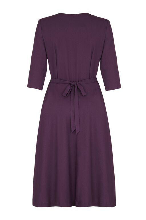 Sleeved crepe day dress in a rich currant colour - vintage 1940s style ...