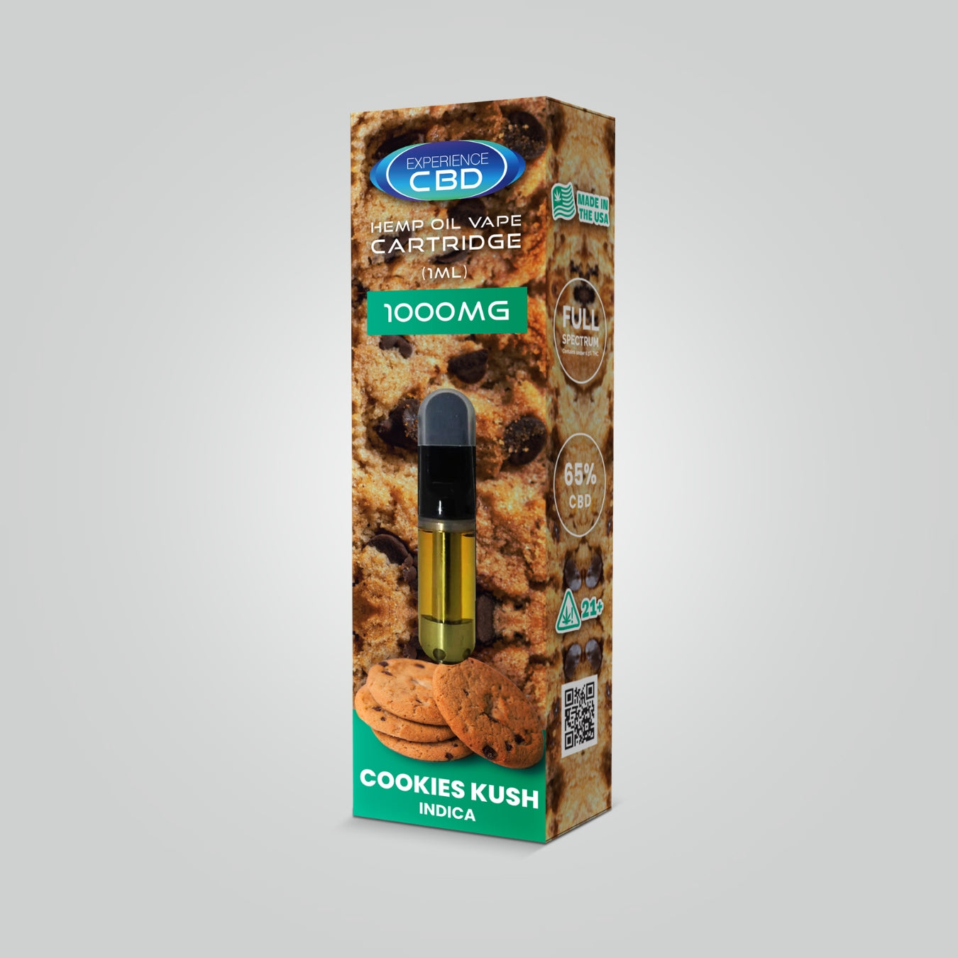 CBD Full Spectrum Vape Cartridges 1000mg - Cookie Kush (Indica) - Experience CBD product image