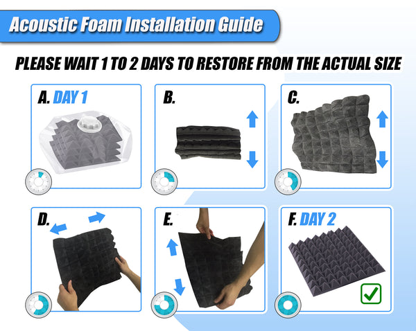 New 12 pcs Set Wall Insulation Foam Kit Acoustic Panels Sound Absorpti ...