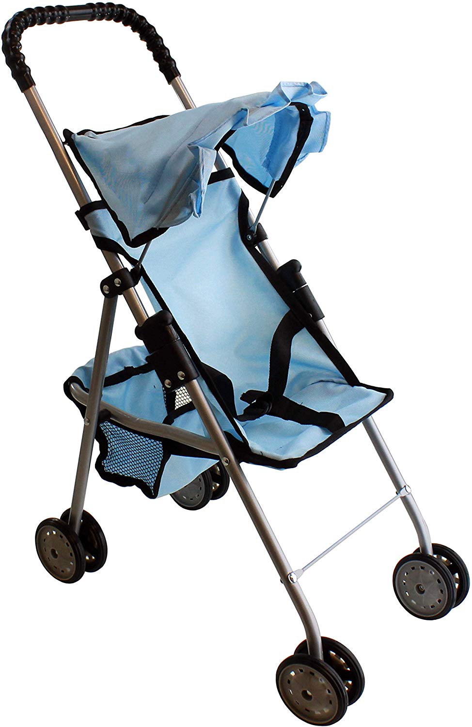 blue doll stroller