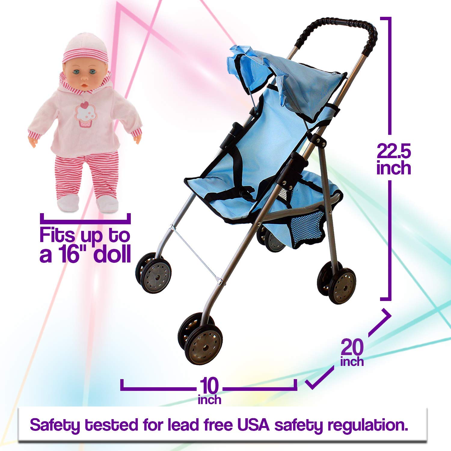 Ghdonat Com Doll Accessories Dolls Accessories Mommy Me My First Doll Stroller Sky Blue 9318