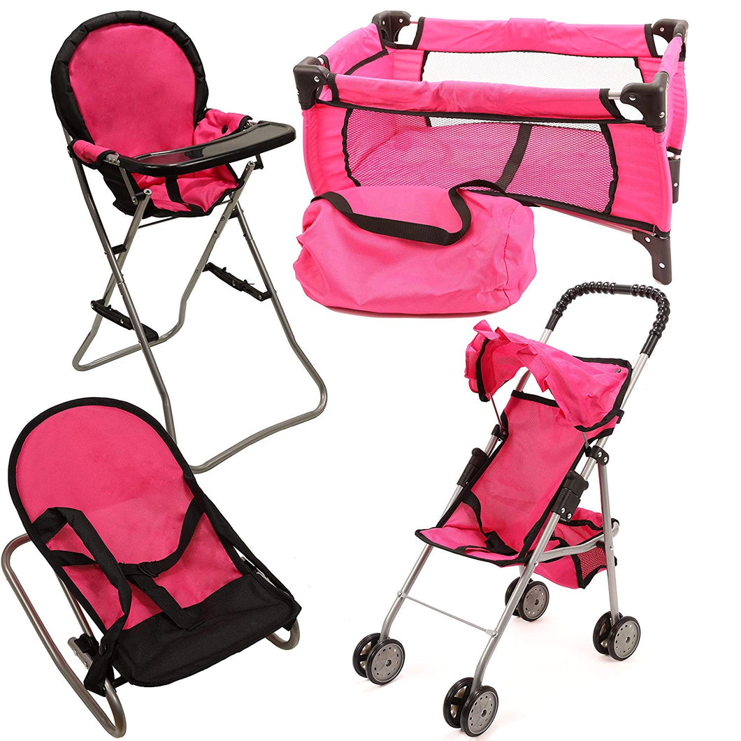 doll stroller high chair set