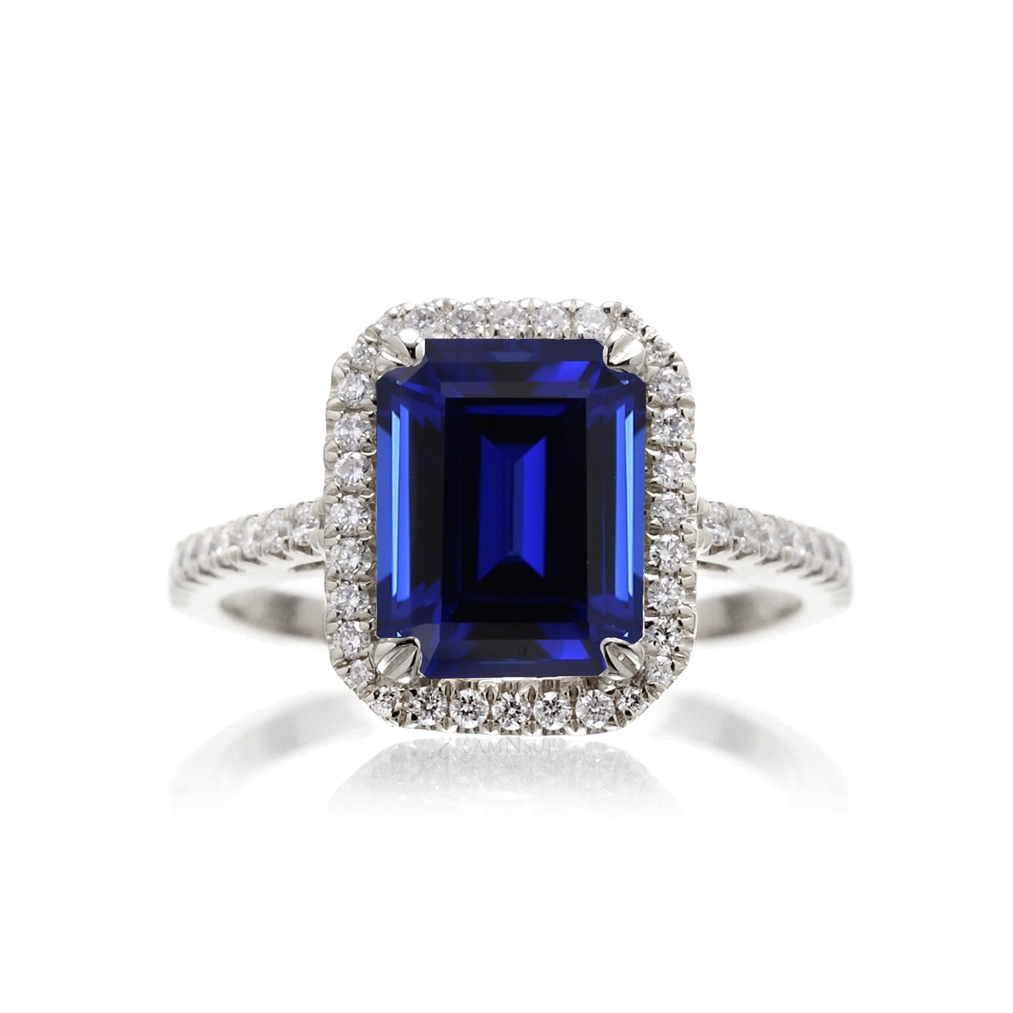 The Signature Emerald Cut Blue Lab Grown Sapphire