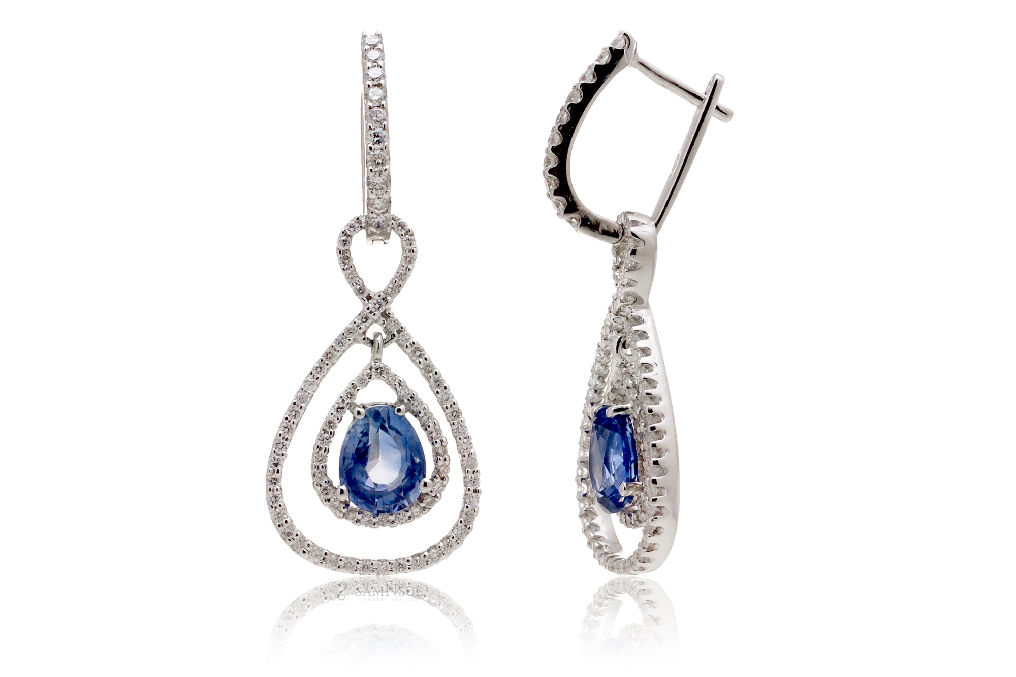 Blue Sapphire Pear Shaped Flat Back Earring – FreshTrends