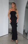 Strapless Asymmetric Mesh Maxi Dress