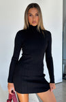 Long Sleeves Ribbed Short Dress