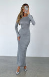 Long Sleeves Fitted Sequined Semi Sheer Maxi Dress