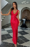 Thick Straps Open-Back Hidden Side Zipper Plunging Neck Maxi Dress