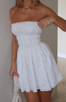 Girls Strapless Tiered Ruched Cotton Short Dress