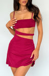 Straight Neck Crystal Cutout Short Dress