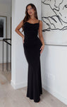 Gathered Backless Lace Trim Plunging Neck Maxi Dress