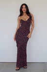 V-neck Polyester Scalloped Trim Backless Back Zipper Crystal Semi Sheer Maxi Dress