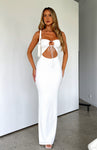 Crinkled Fitted Back Zipper Straight Neck Maxi Dress