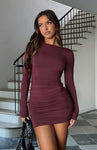 Spandex Backless Ruched Short Long Sleeves Dress