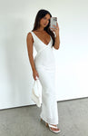 Tie Waist Waistline Hidden Side Zipper Plunging Neck Thick Straps Maxi Dress