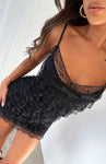 Short Plunging Neck Summer Lace Trim Dress With Ruffles