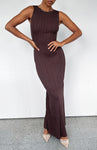 Summer High-Neck Ribbed Maxi Dress