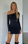 Short Long Sleeves One Shoulder Dress