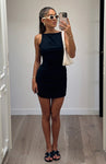 Baby Backless Semi Sheer Back Zipper Short Halter Dress