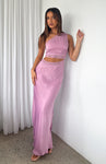 Polyester Hidden Side Zipper Lace Trim One Shoulder Maxi Dress