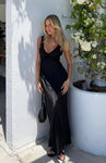 Plunging Neck Open-Back Hidden Side Zipper Thick Straps Maxi Dress