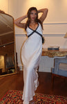 Open-Back Hidden Side Zipper Plunging Neck Thick Straps Maxi Dress