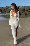 Scoop Neck Summer Long Sleeves Sheer Beach Dress/Maxi Dress