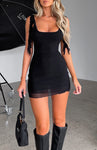 Mesh Scoop Neck Short Bodycon Dress