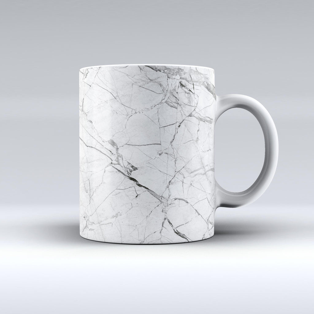 The Cracked White Marble Slate inkFuzed Ceramic Coffee