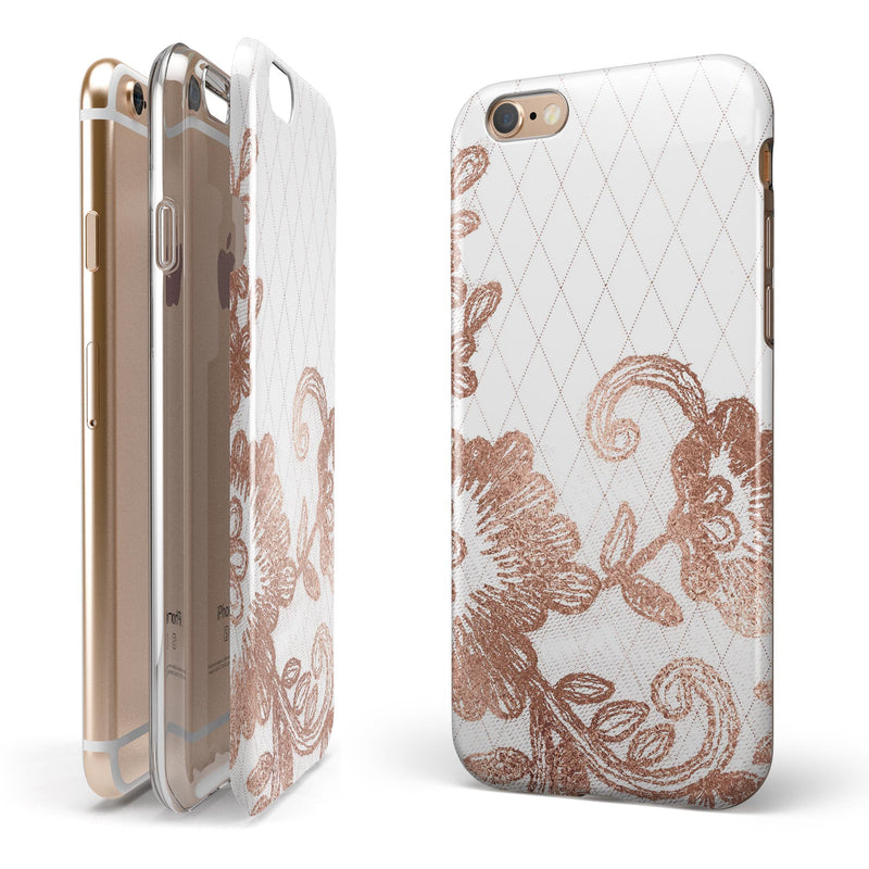 Rose Gold Lace Pattern 10 Iphone 6 6s Or 6 6s Plus 2 Piece Hybrid Ink Designskinz
