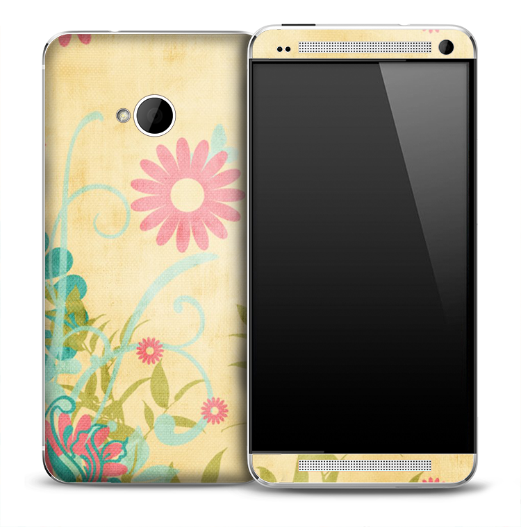 Artistic Yellow Flowers Skin for the HTC One Phone – DesignSkinz