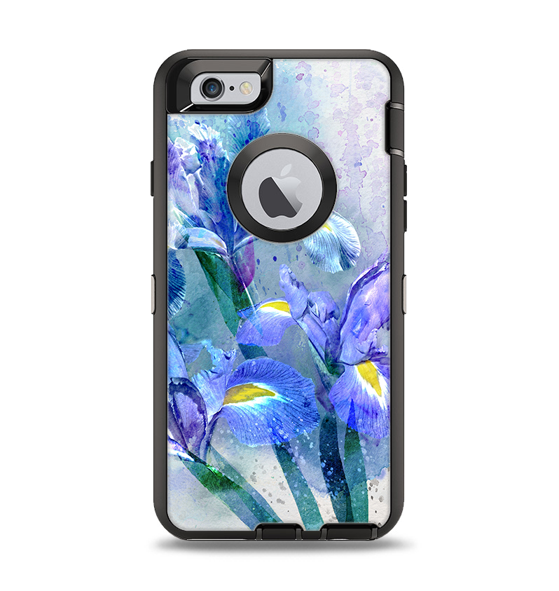 The Abstract Blue Floral Art Apple iPhone 6 Otterbox Defender Case Ski ...