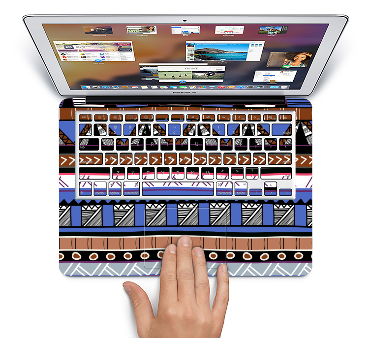 The Abstract Blue and Brown Shaped Aztec Skin for the Apple MacBook Ai ...