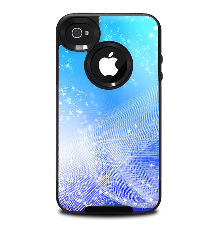 The Abstract Light Blue Scattered Snowflakes Skin for the iPhone 4-4s OtterBox Commuter Case