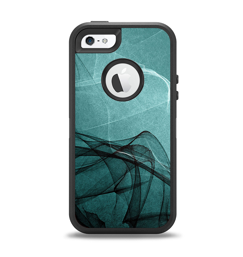 The Abstract Teal and Black Curves Apple iPhone 5-5s Otterbox Defender ...