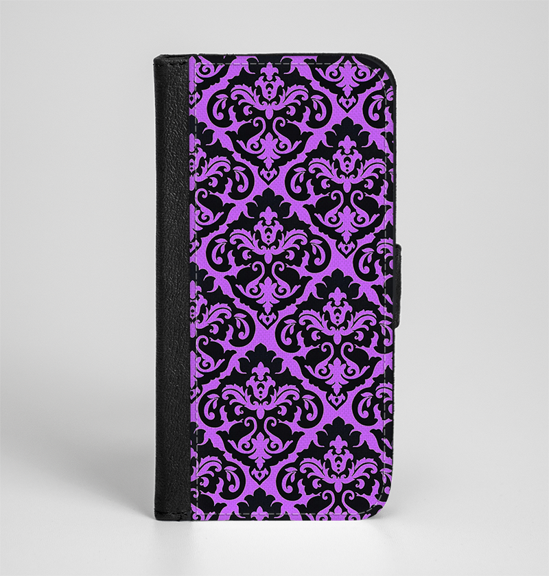 The Black & Purple Delicate Pattern Ink-Fuzed Leather Foldin