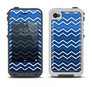 The Blue Gradient Layered Chevron Apple iPhone 4-4s LifeProof Fre Case Skin Set