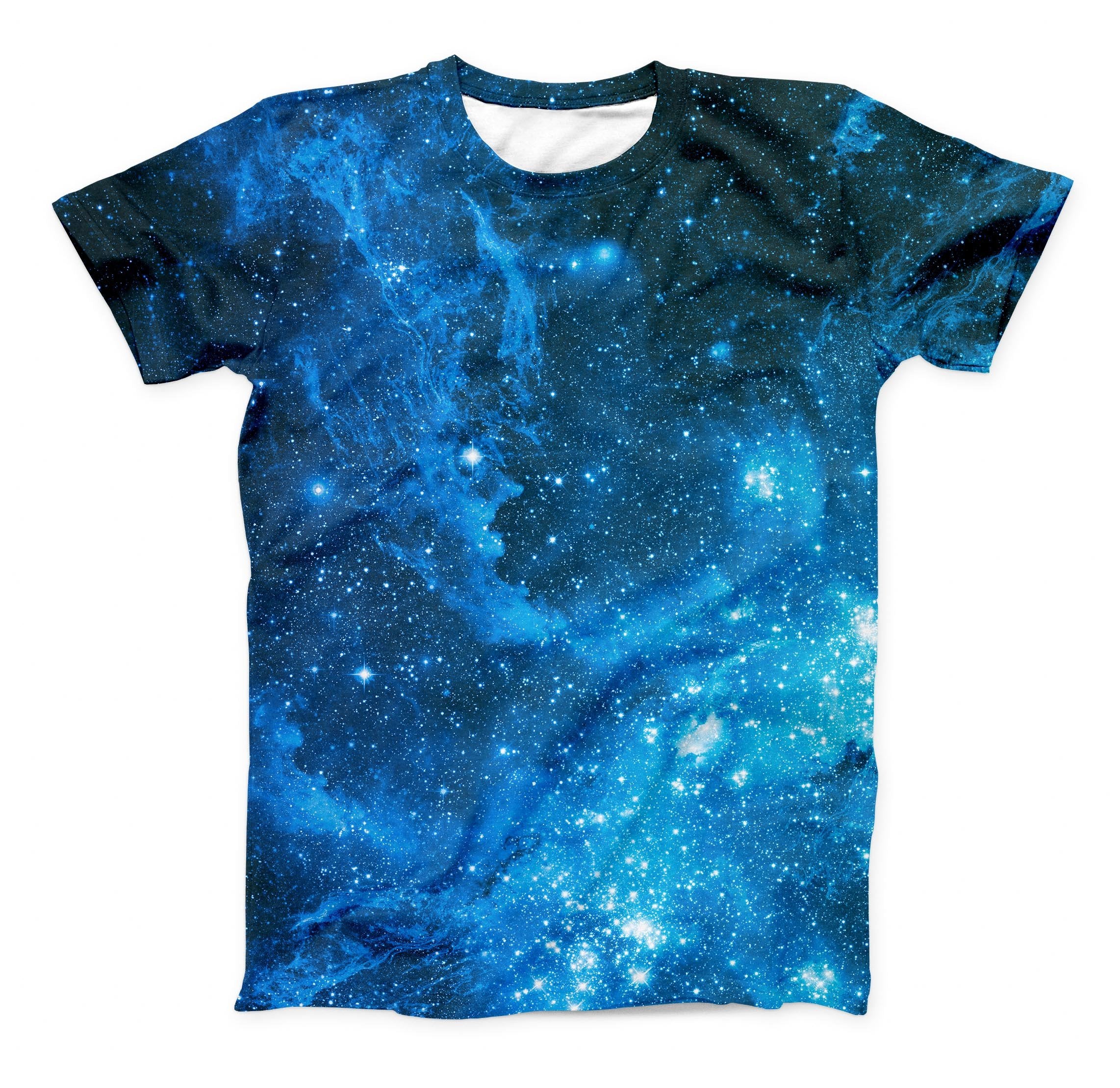 The Blue Hue Nebula ink-Fuzed Unisex All Over Full-Printed Fitted Tee Shirt