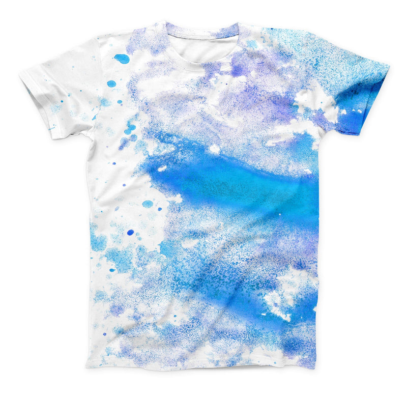 The Blue Watercolor on White ink-Fuzed Unisex All Over Full-Printed Fi ...