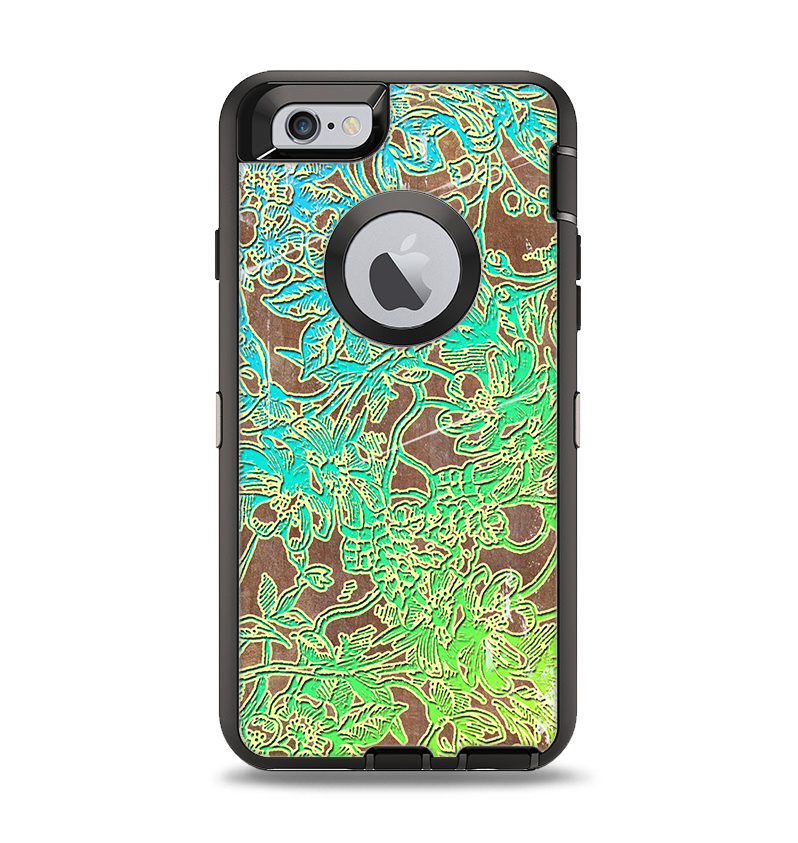 The Bright Green Floral Laced Apple iPhone 6 Otterbox Defender Case Sk ...