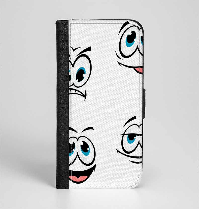 The Cartoon eyes Ink-Fuzed Leather Folding Wallet Case for the i