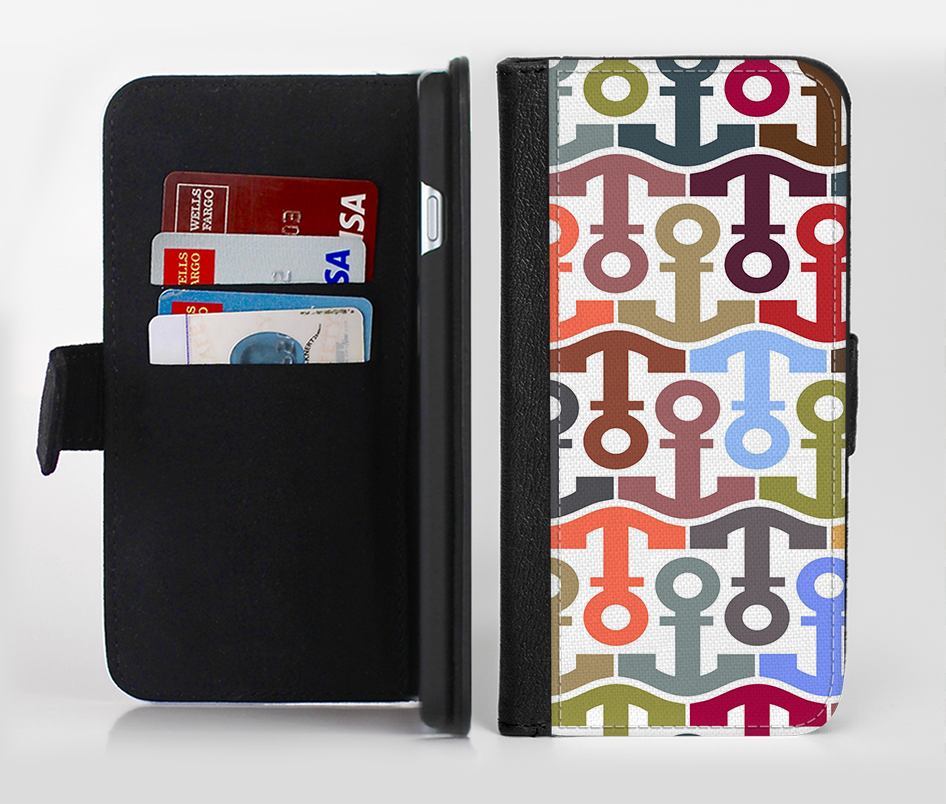 The Color Vector Anchor Collage Ink-Fuzed Leather Folding Wallet